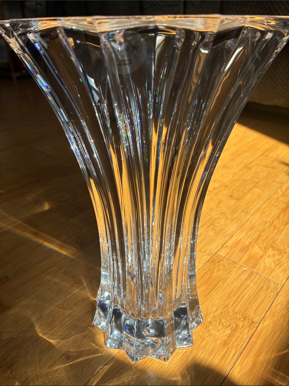 Authentic LENOX "Grand Illusion" 12" Heavy Cut Crystal Fluted Vase - Signed Base